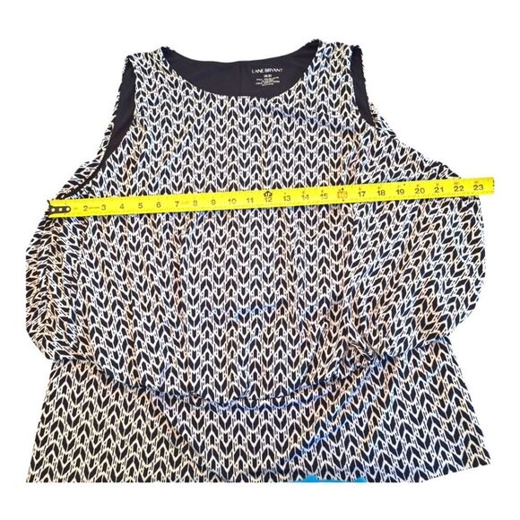 Lane Bryant Blouson Tank Blouse Top Liquid Knit Geo Print Black White 18 / 20 - Picture 11 of 14
